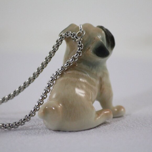 Pug, Pendant Necklace, Animal Jewelry, Dog Necklace, Pearl Necklace, Animal Neck - Picture 8 of 9